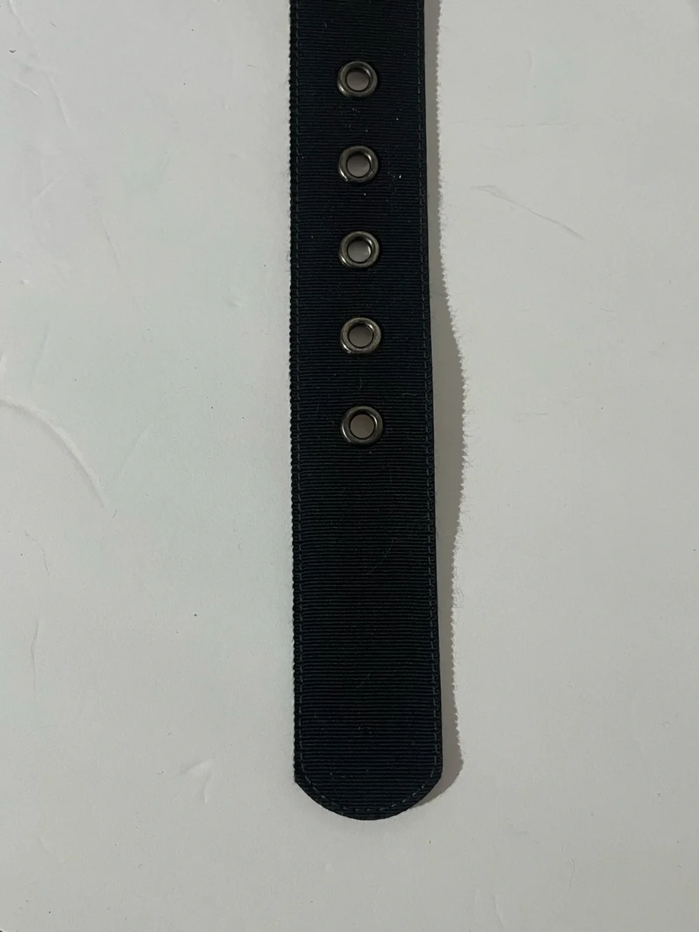 St. John Black Grosgrain Ribbon Embellished Black Rhinestone Square Buckle Belt